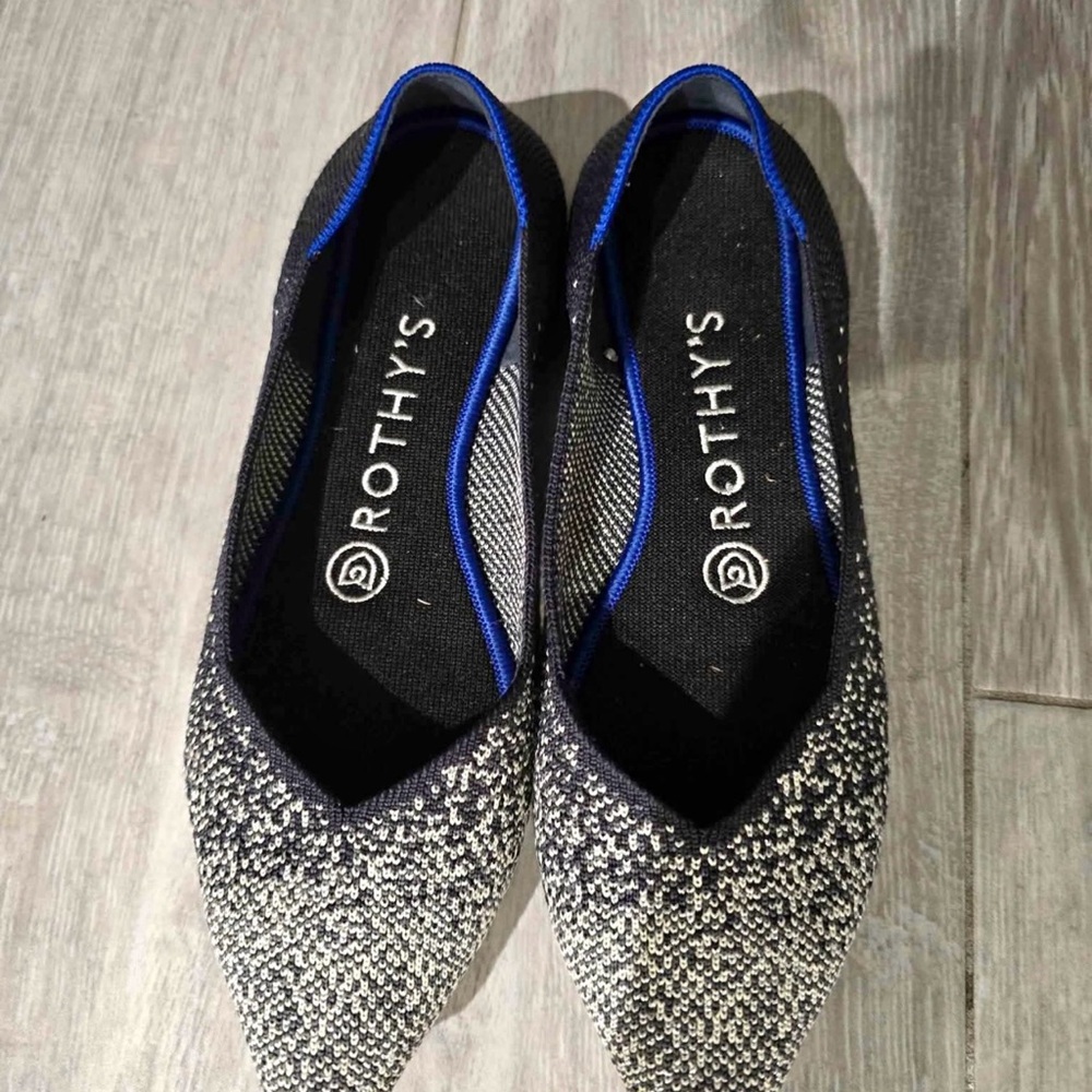 Rothy's Retired Midnight Slate Metallic Sparkle Point Size 6/6.5